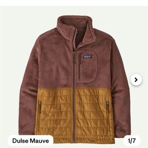 Patagonia Women's Hybrid Fleece Jacket in Mauve and Mustard